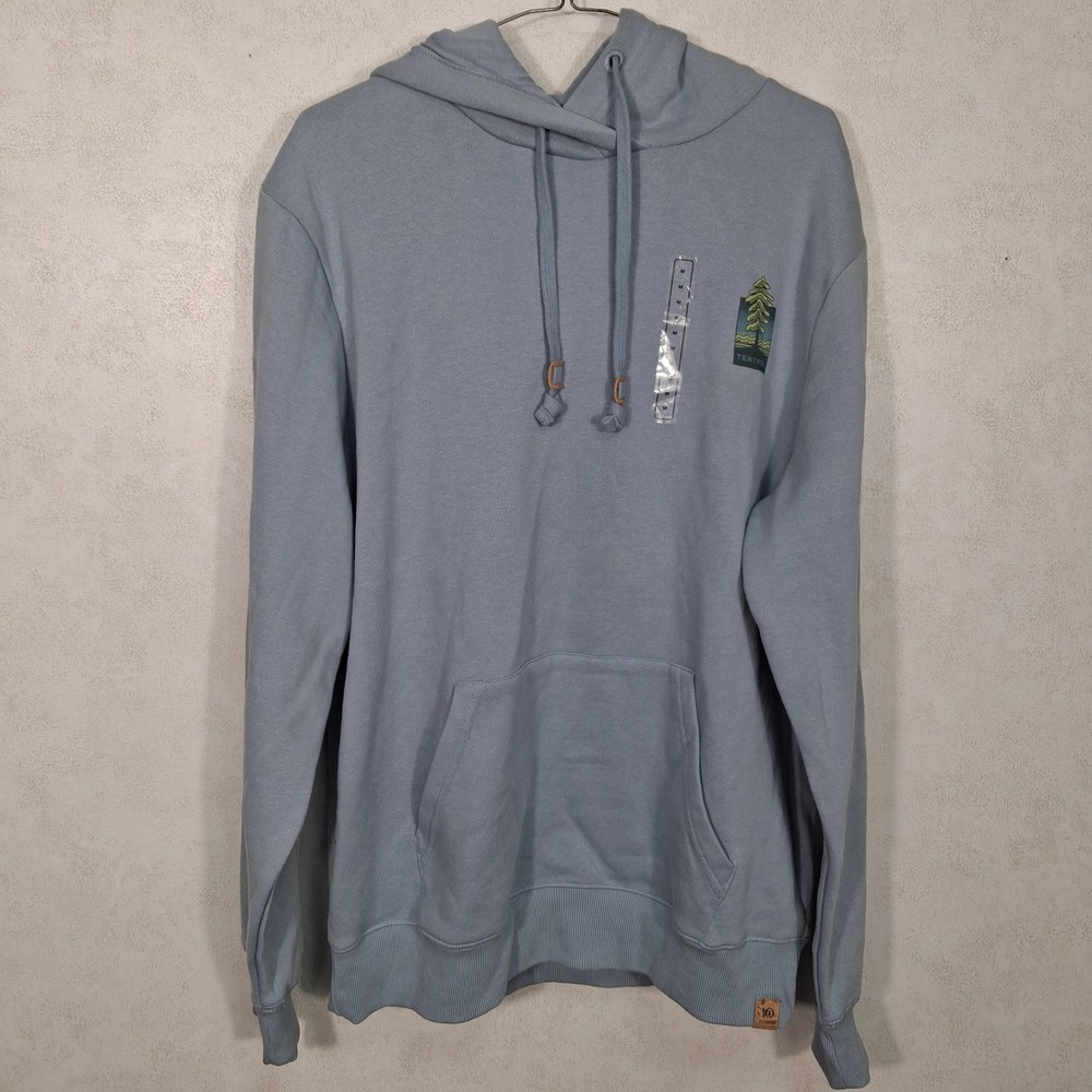 Tentree Emerald Edge Hoodie Mens Medium Blue Mountain Graphic Organic Cotton NEW